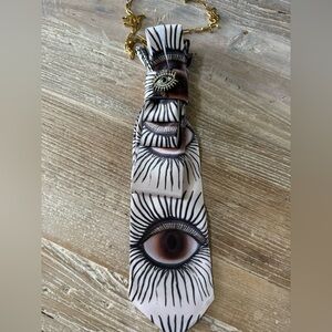 Eye Pattern Silk Scarf/Tie Necklace